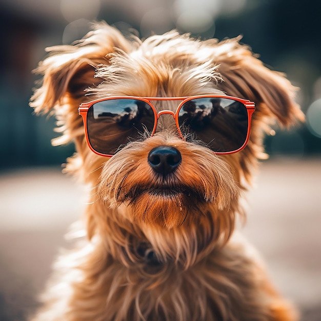 un perro con gafas de sol