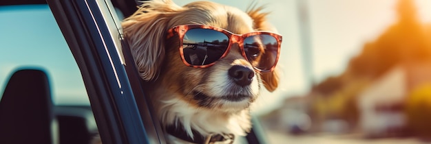 Un perro con gafas de sol