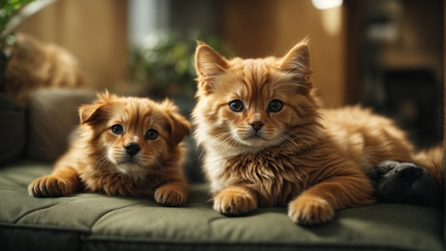 perro y gato de color marrón