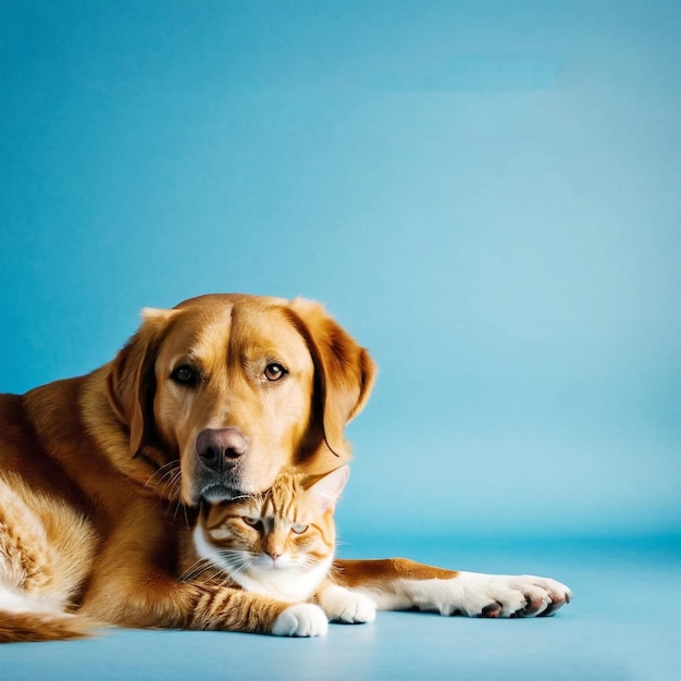 un perro y un gato están tendidos en el suelo