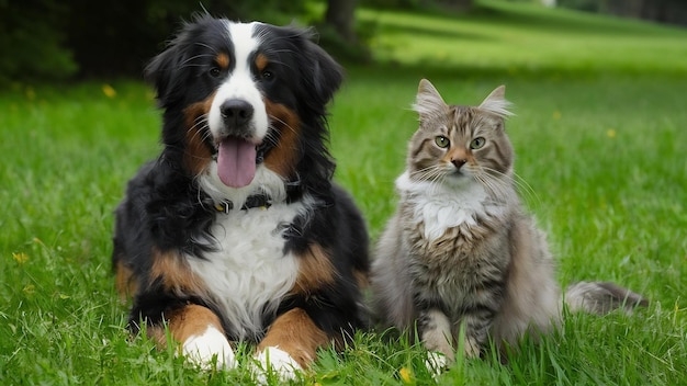 Perro y gato de montaña berneses