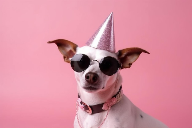 Foto perro genial con una gorra festiva