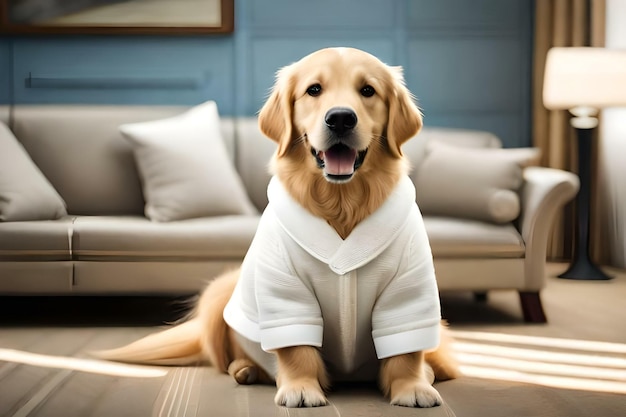 Perro golden retriever con cara feliz creado con tecnología de IA generativa