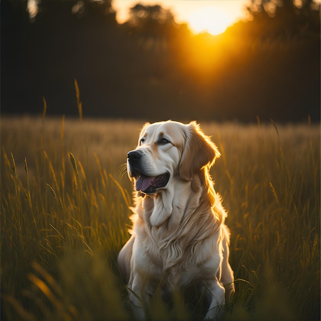 Perro Golden Retriever disfrutando de Ai Generated