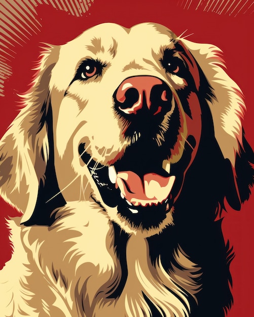 Perro golden retriever en estilo vectorial Imagen de ilustración hermosa AI generativa