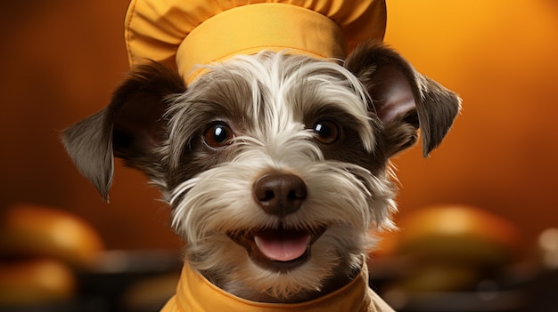 Perro con gorro de cocinero