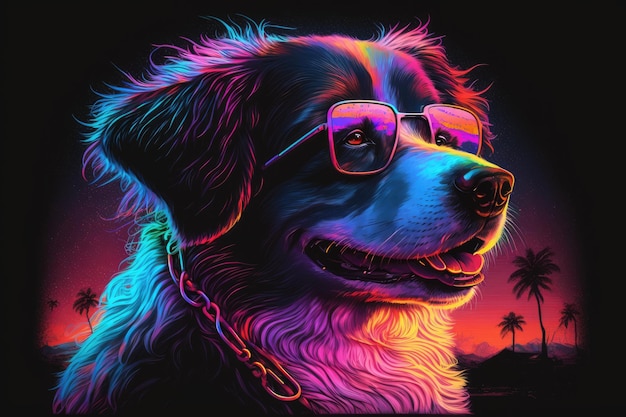 Foto perro gráfico detallado diseño colorido vector con vidrio