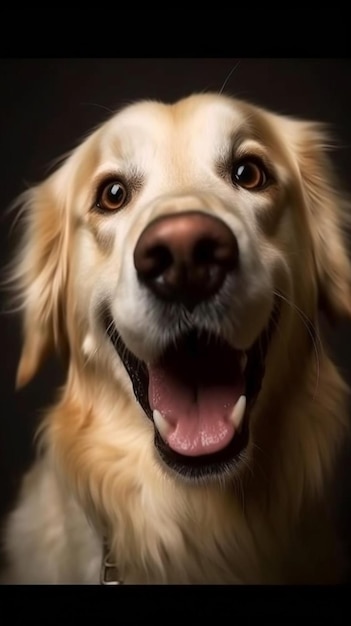 Un perro con una gran sonrisa en él