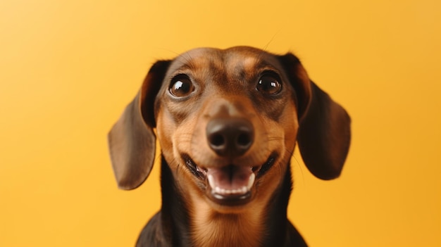 Un perro con una gran sonrisa en su rostro.
