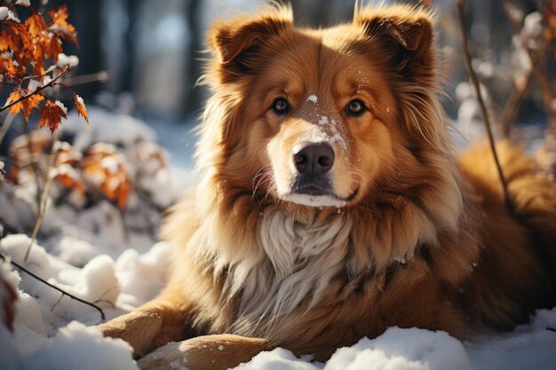 Perro grande tirado en la nieve IA generativa