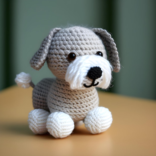 Perro Gris Lana Amigurumi