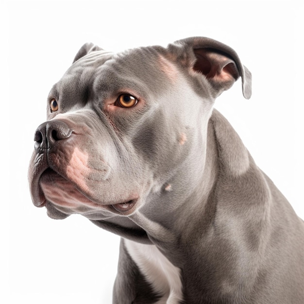 Un perro gris con una nariz marrón clara y una nariz bronceada.