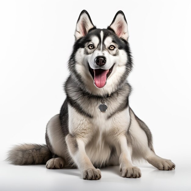 perro husky feliz aislado en un fondo blanco