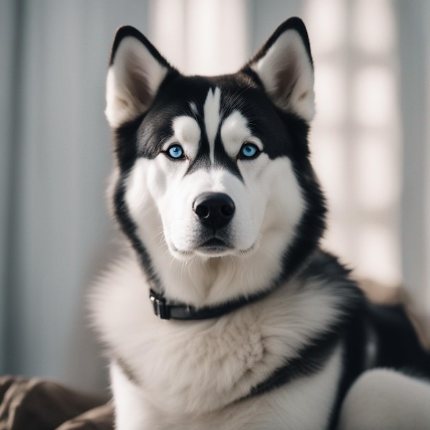 Foto un perro husky siberiano hiperrealista de cuerpo completo con fondo blanco