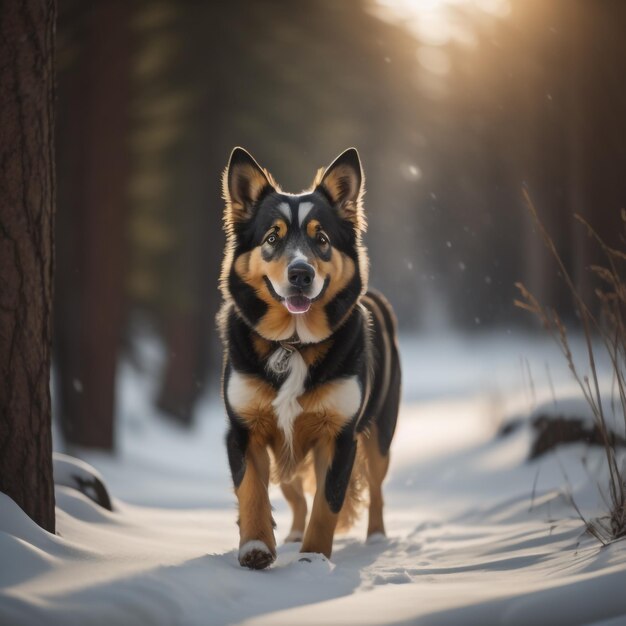 perro en invierno