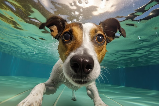 Perro Jack Russell en el agua AI generativo