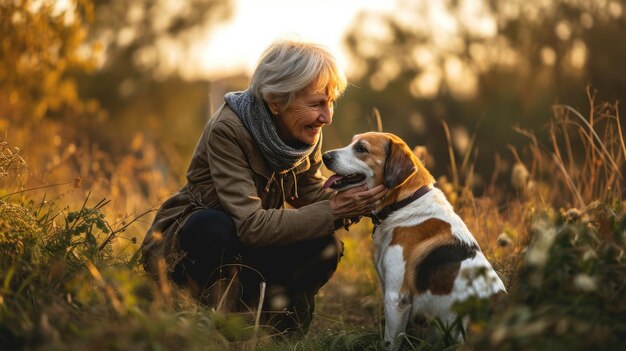 perro juguetón y su dueño en la naturaleza pragma al aire libre