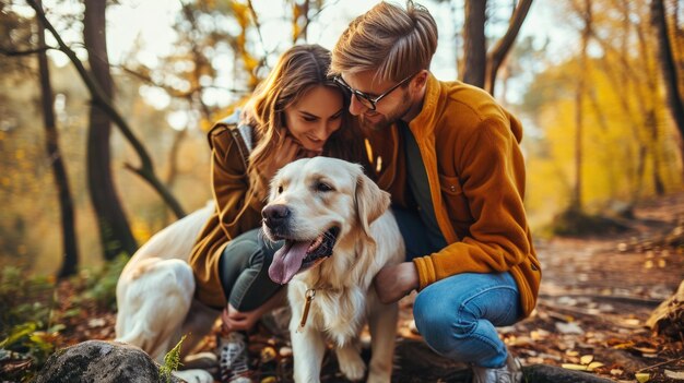 perro juguetón y su dueño en la naturaleza pragma al aire libre