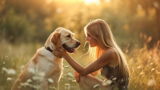 perro juguetón y su dueño en la naturaleza pragma al aire libre