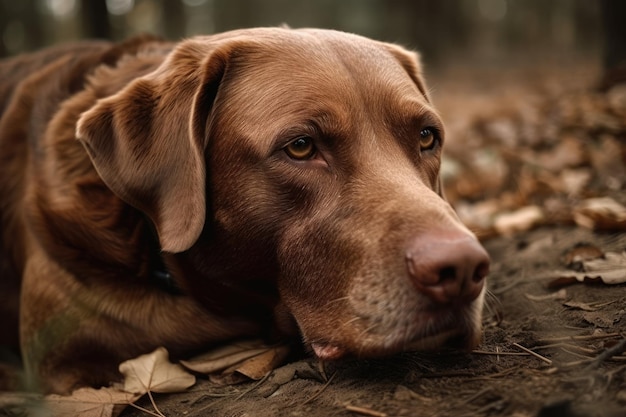 Perro Labrador Retriever en marrón durmiendo en el suelo