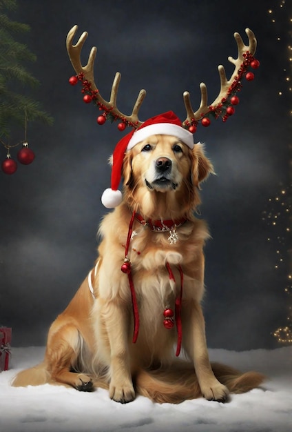 perro lindo en los festivales de Navidad generativo ai