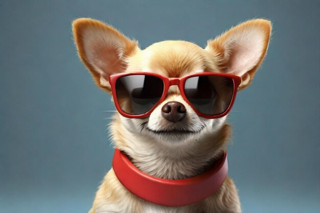 Foto un perro lindo con gafas.