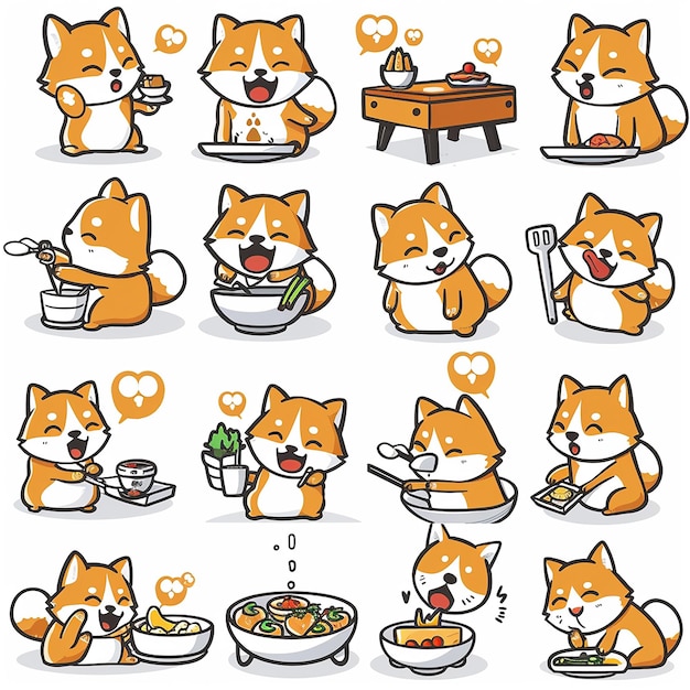 perro lindo haciendo diferentes actividades estilo de dibujos animados