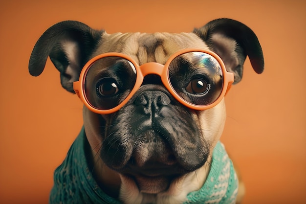 Perro lindo hipster con gafas Ilustración de arte divertido Perros antropomórficos