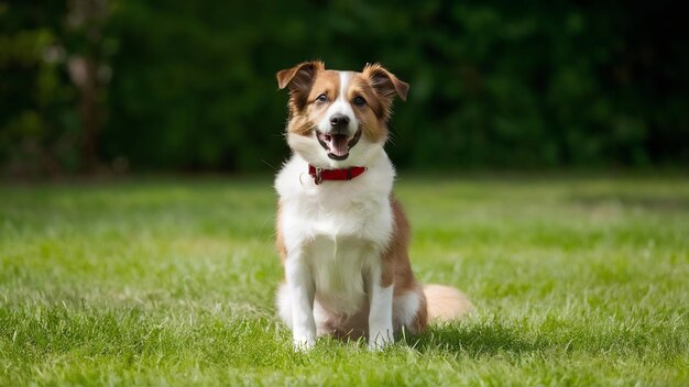 Perro lindo sentado con espacio para copiar