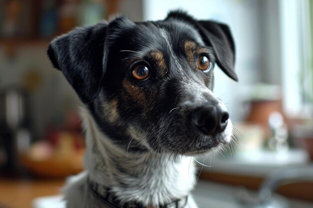 Perro listo para comer comida