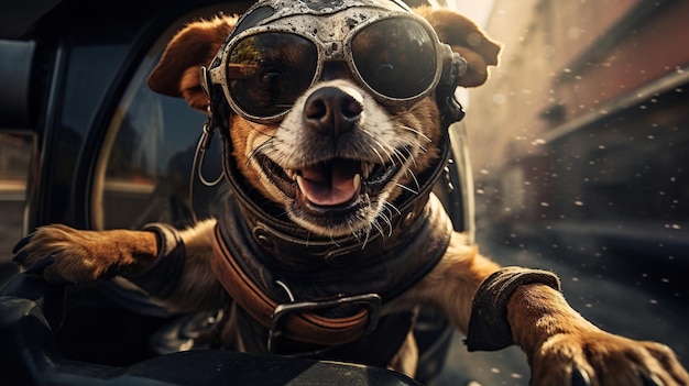 el perro lleva gafas frías