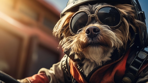 el perro lleva gafas frías