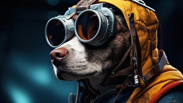 el perro lleva gafas frías