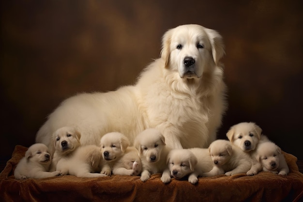 Perro madre con cachorros Generar Ai