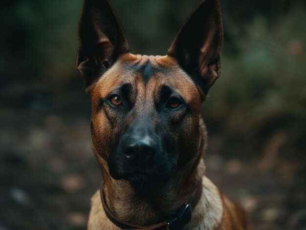 Perro malinois belga de cerca creado con tecnología de IA generativa