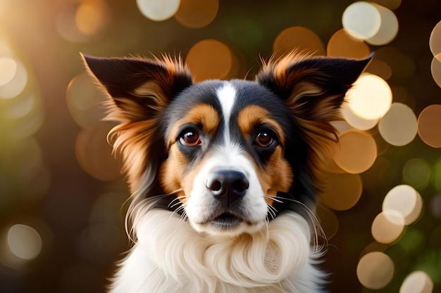 Un perro con una mancha blanca en la cabeza.