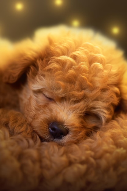 Foto perro marrón durmiendo ia generativa