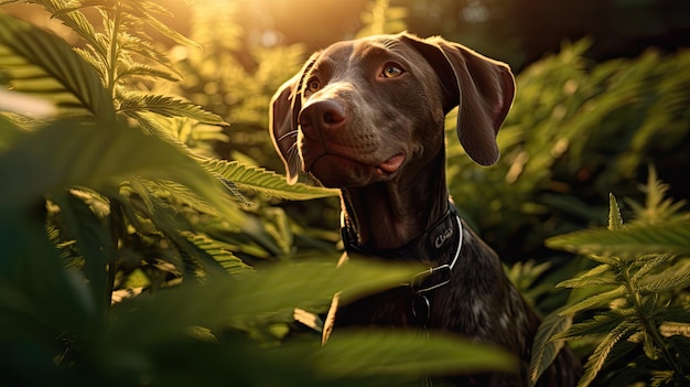 Perro de mascota con cannabis