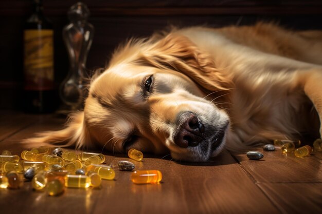 Foto perro con medicina