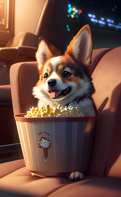 El perro mira películas.