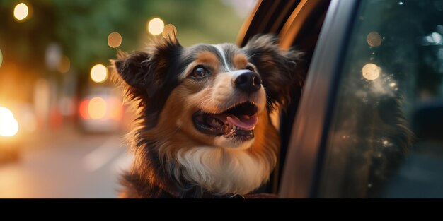 Perro mirando por la ventana del coche