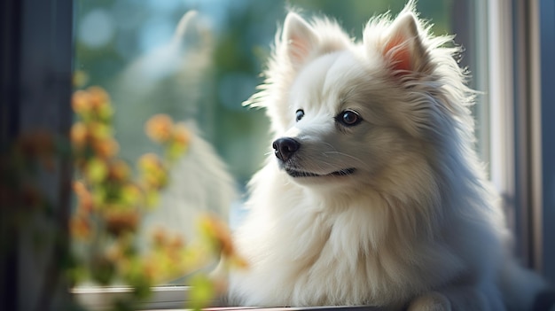 Perro mirando por la ventana