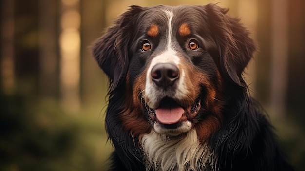 Perro de montaña bernese con un hermoso fondo IA generativa