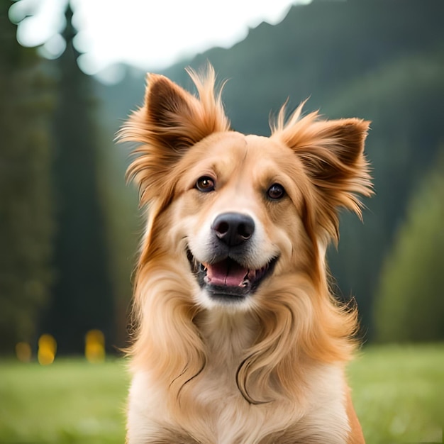 Un perro con nariz negra y cuello blanco se sienta en un campo.