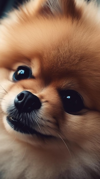 Un perro con nariz negra y ojos negros.