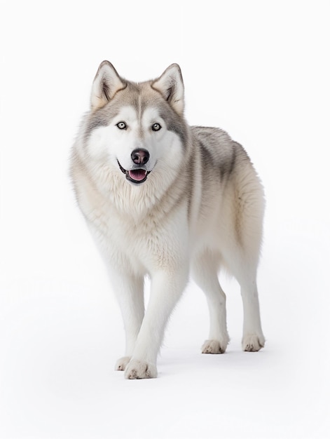 Un perro con nariz negra y pelaje blanco.