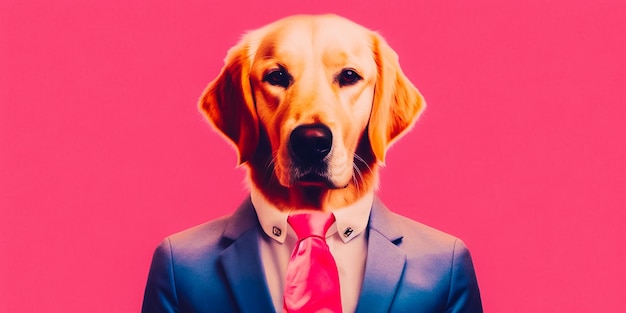 Foto un perro de negocios en un traje ilustración artística