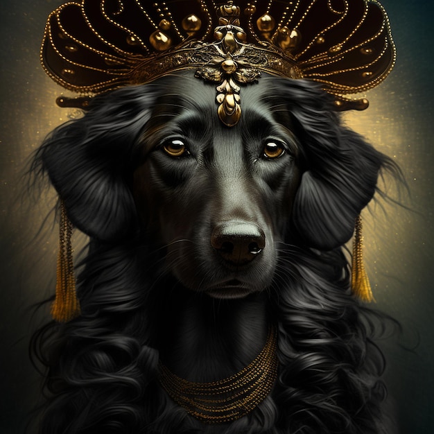 Perro negro divertido Pintura al óleo General ai arte generado