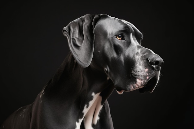 Un perro negro con una mancha blanca en la cara.