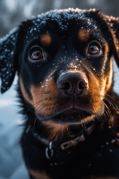 un perro en la nieve